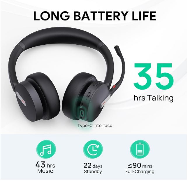 Yealink BH70 Dual Bluetooth Wireless Stereo Headset UC USB-C