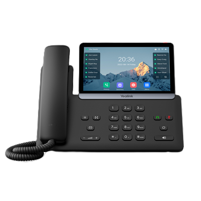 Yealink SIP-T77U IP Phone, 7" Touchscreen, 16 SIP Accounts, Dual USB, HD Voice, PoE, Linux 6.1, TEE Encryption, Wall Mountable