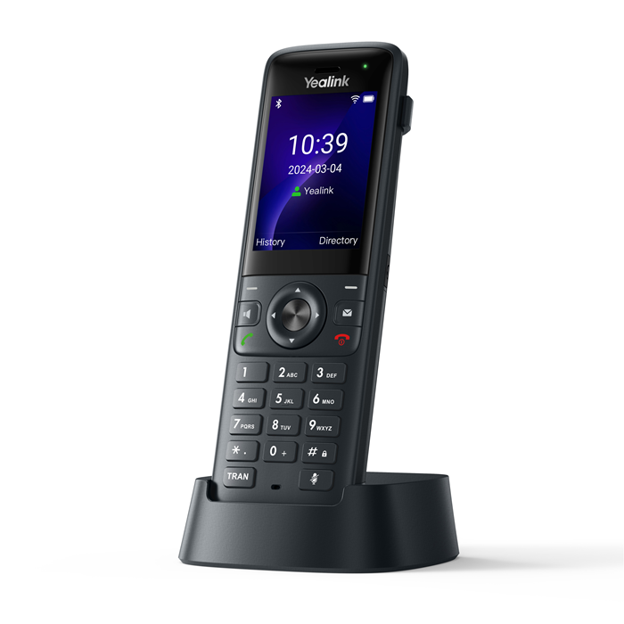Yealink AX83H Handheld Wi-Fi IP Phone, Wi-Fi 6, Bluetooth, HD Audio, Smart Noise Cancellation, QuickCharge, Vibration, 3.5mm Headset Jack, Belt Clip